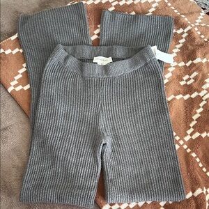 Hippie Rose Gray Ribbed Wide-Leg Knit Pants